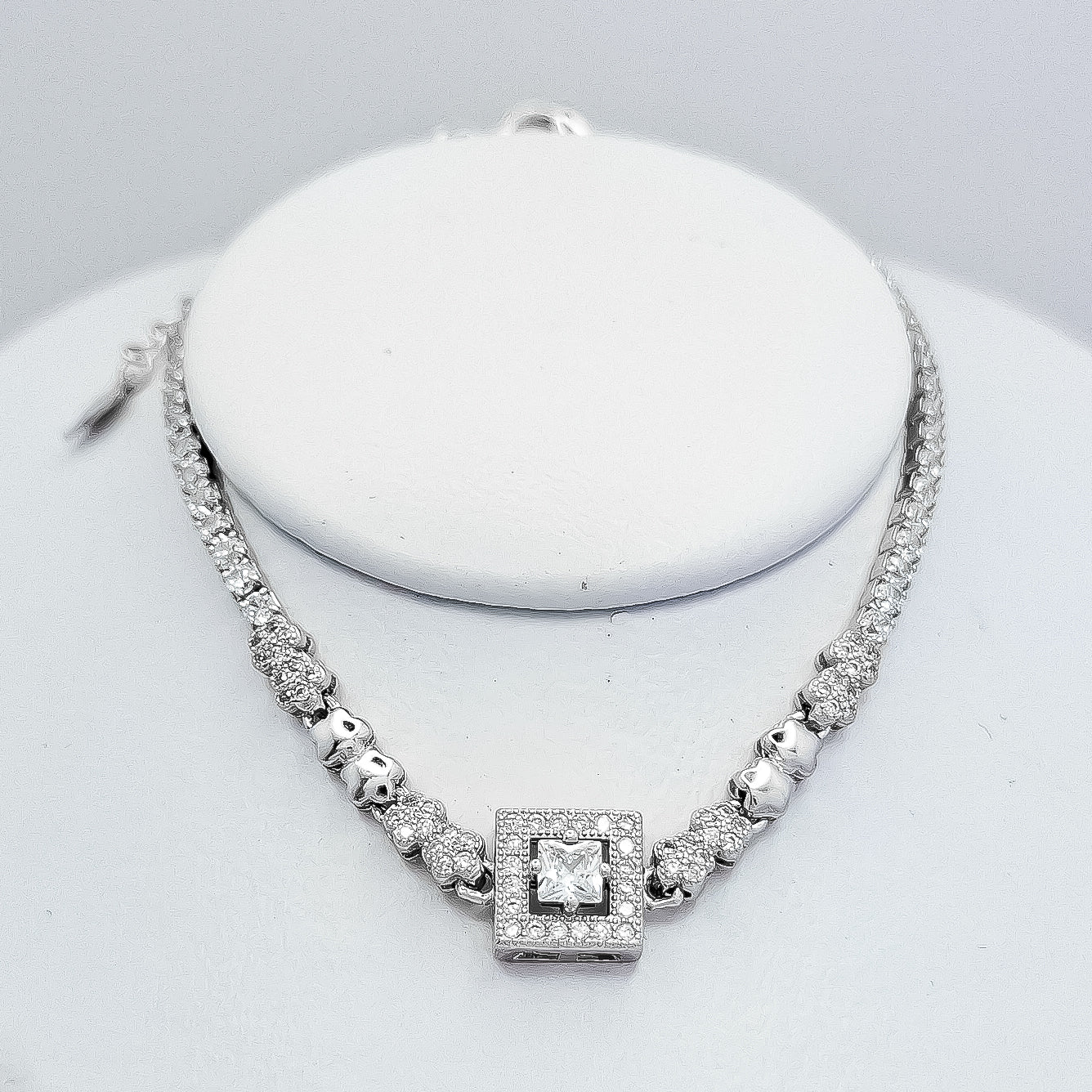 Pulsera Cuadro Blanco Zirconia