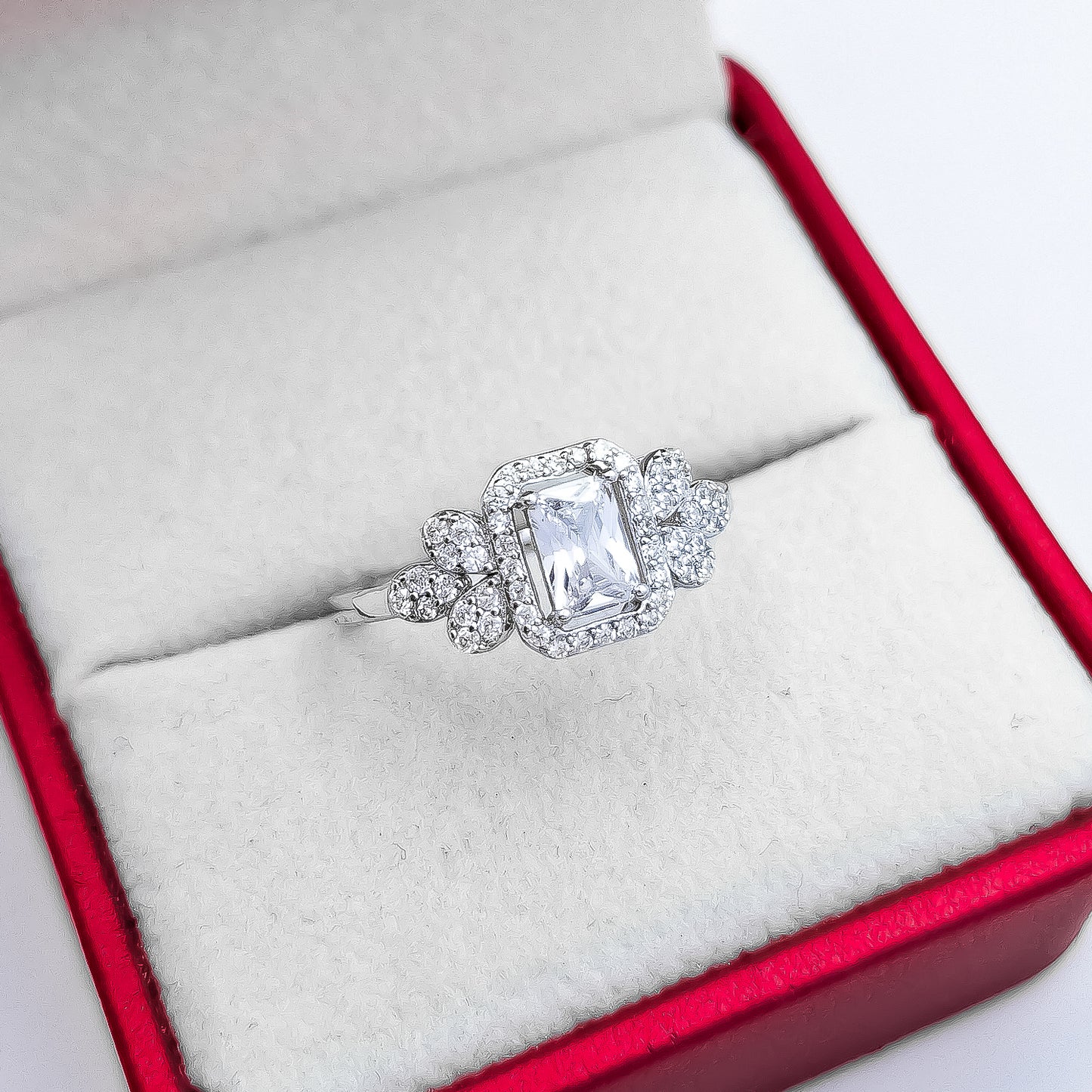 Anillo Zirconia Blanca Cuadro