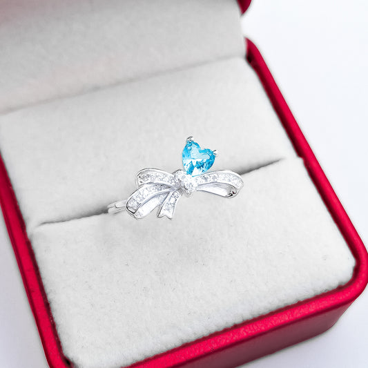 Anillo Moño Corazon Azul