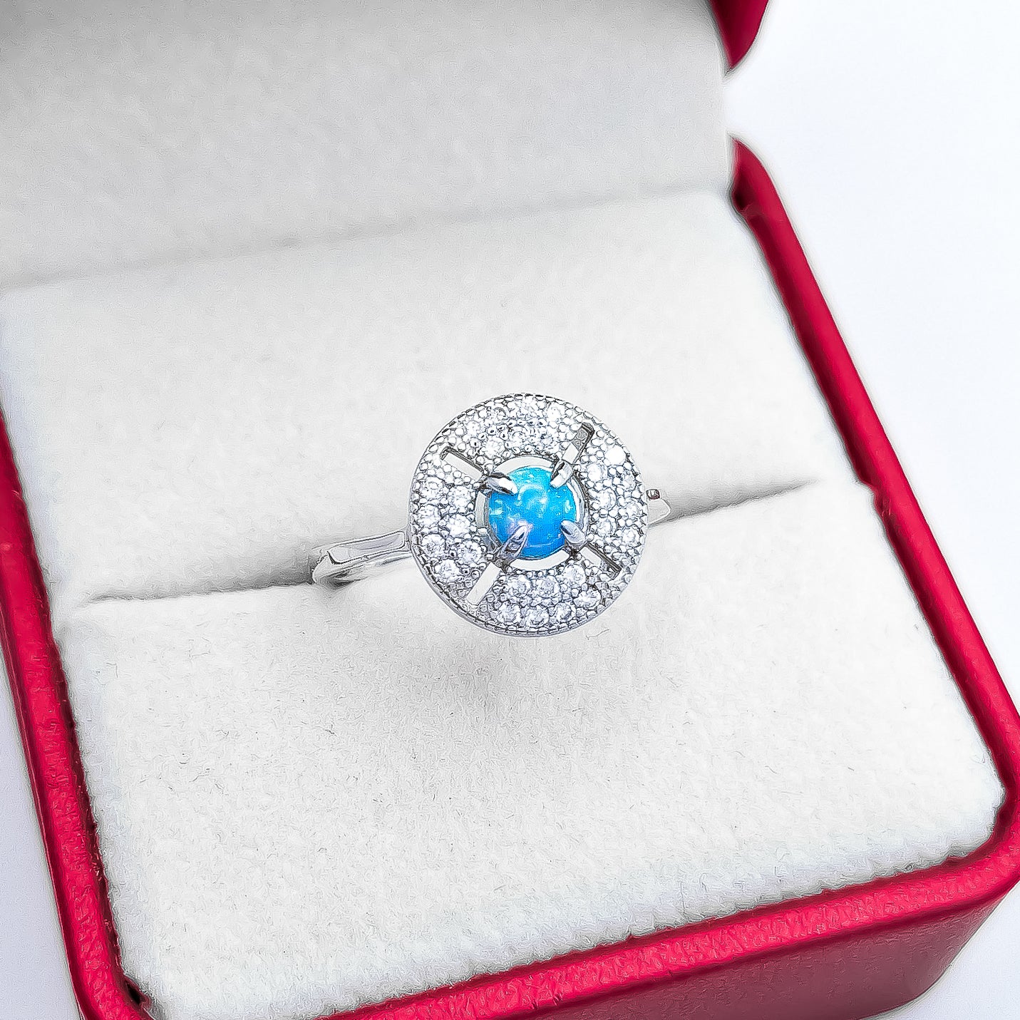 Anillo Zirconia Redondo Opalo