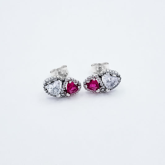 Arete 2 Corazon Rojo