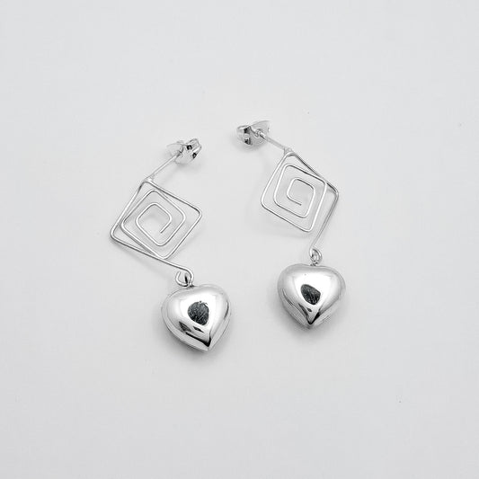 Arete Cuadrado Corazon