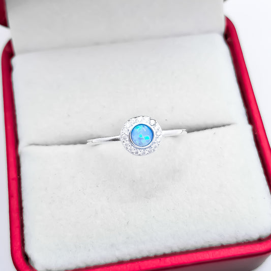 Anillo Opalo Azul Redondo