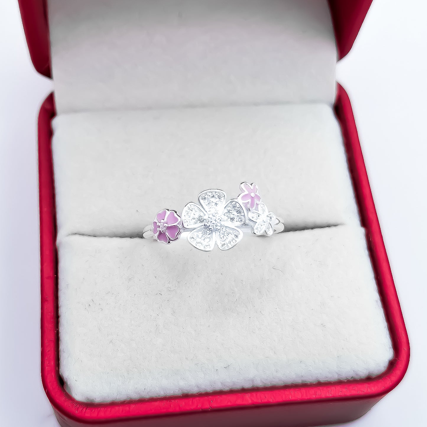 Anillo Flor Zirconia Blanca