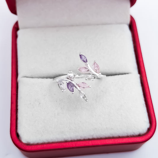 Anillo Zirconia Hojitas