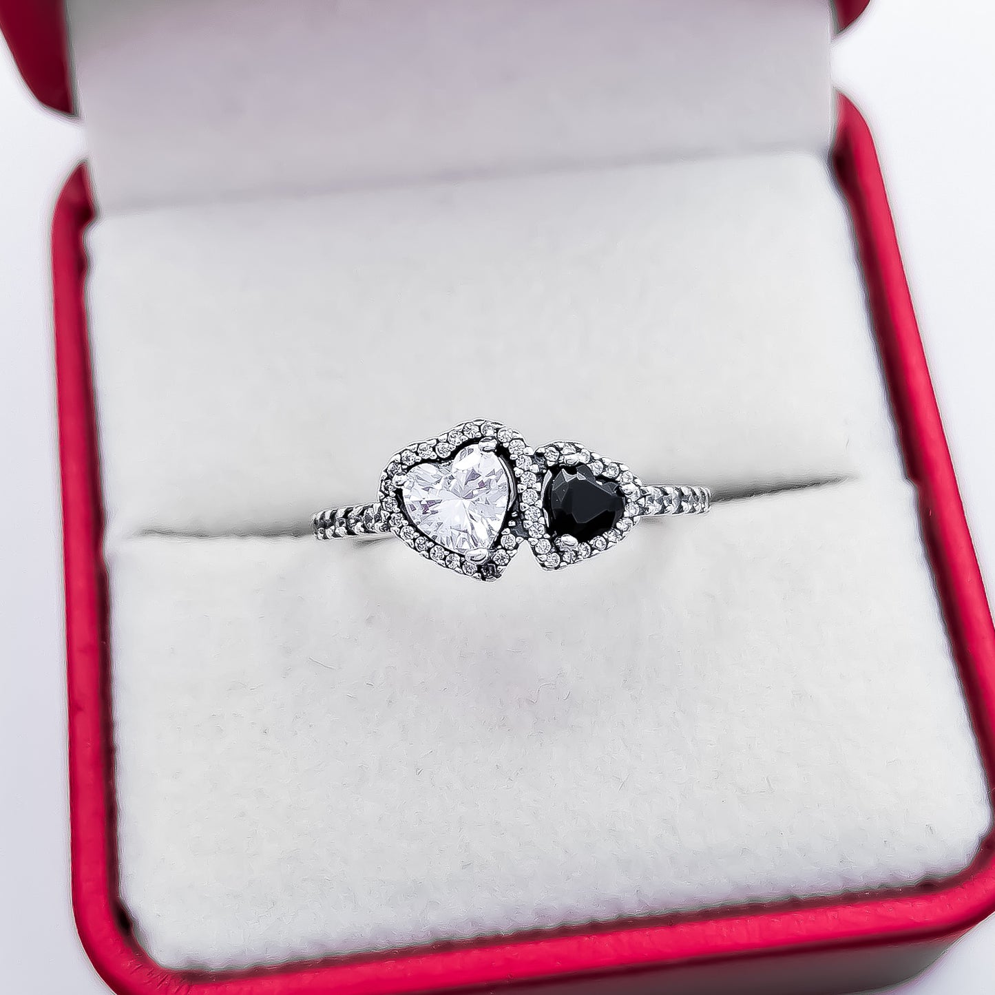 Anillo 2 Corazones Negro