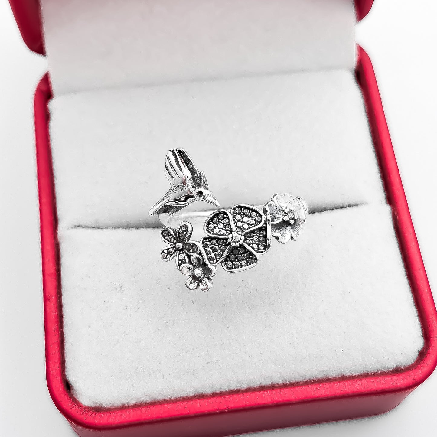 Anillo Colibri Flores