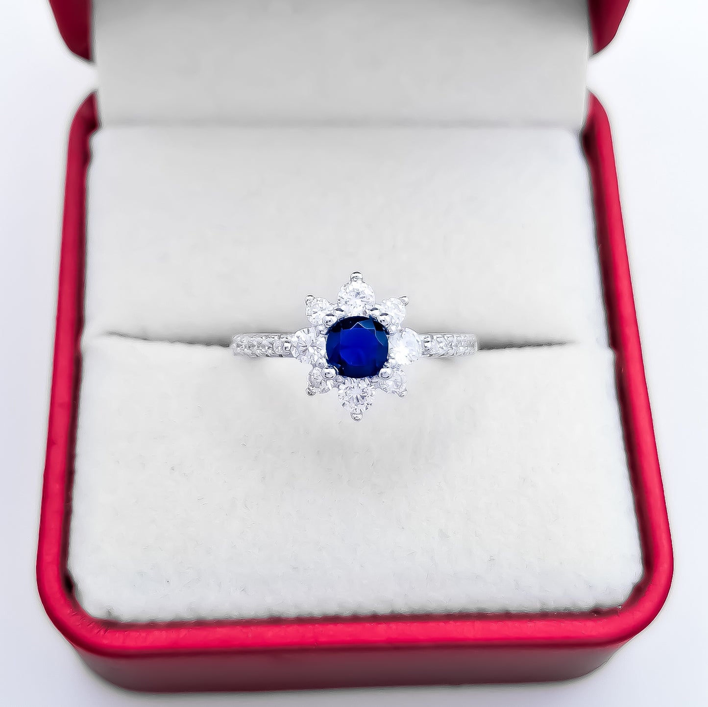 Anillo Zirconia Flor Azul