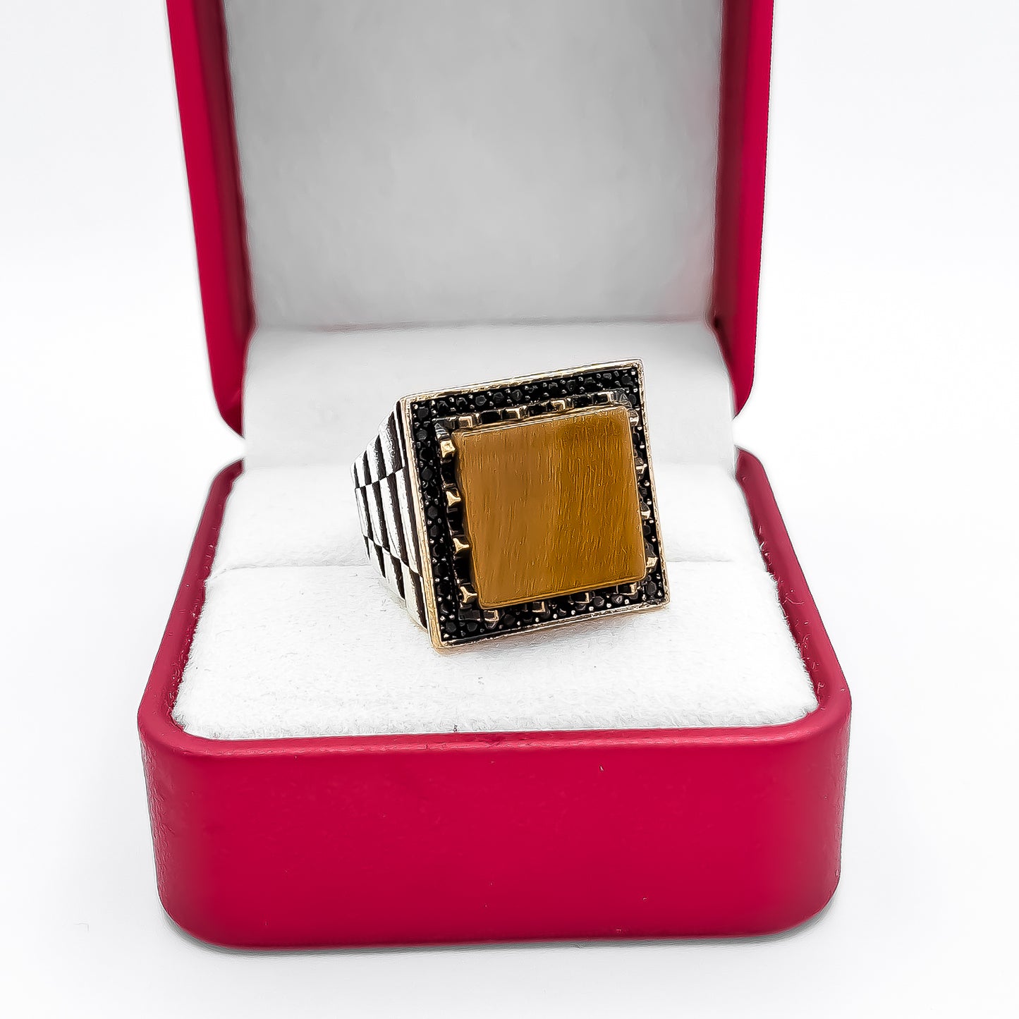 Anillo Cuadro Cafe Grueso