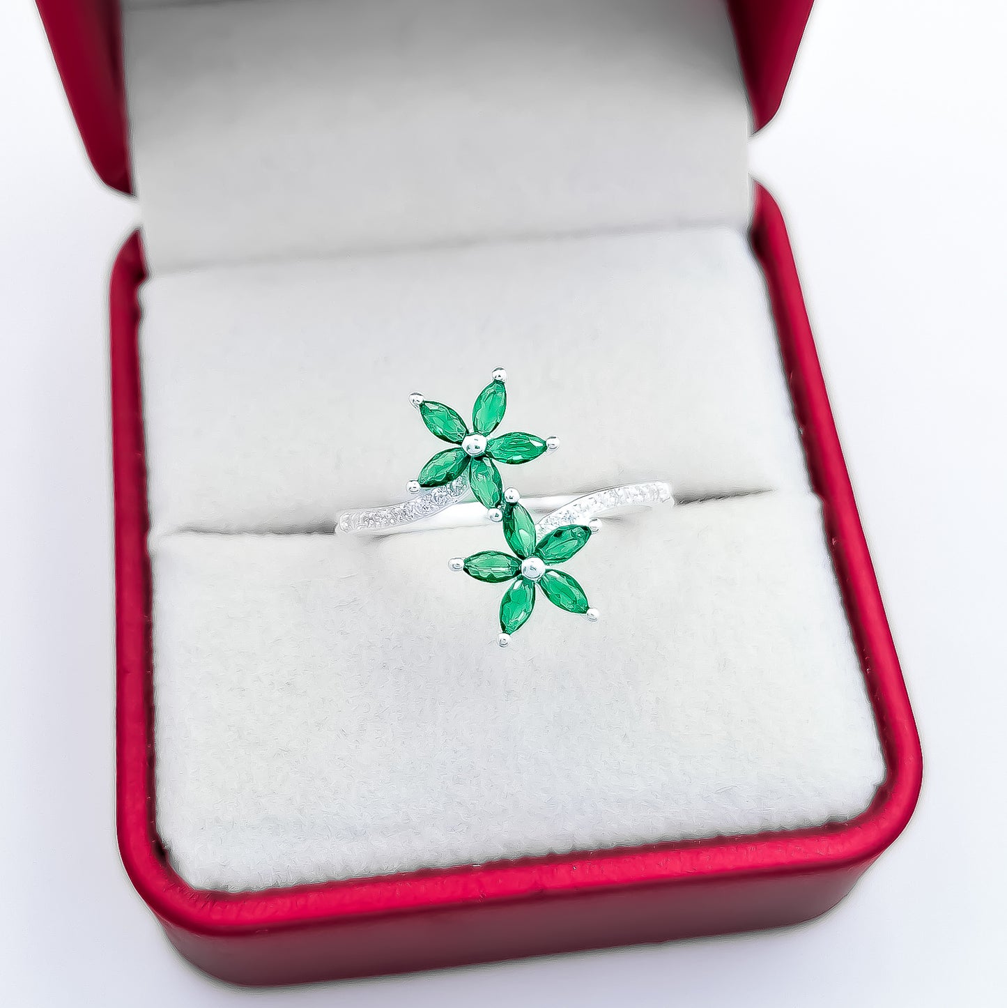 Anillo Doble Flor Verde