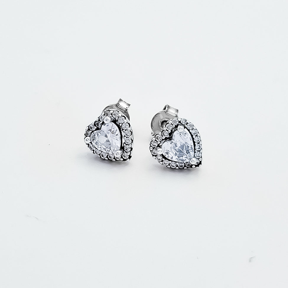 Arete Corazon Blanco Pan Plata Ley 925