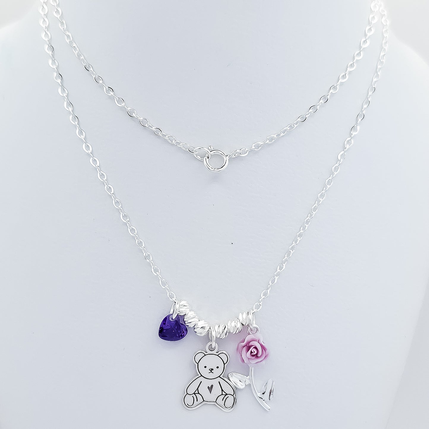 Collar Oso Rosa Morado