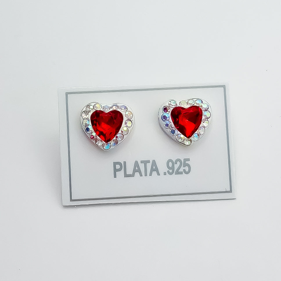 Arete Corazon Chico Rojo
