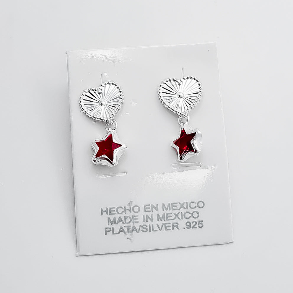 Arete Corazon Estrella Rojo