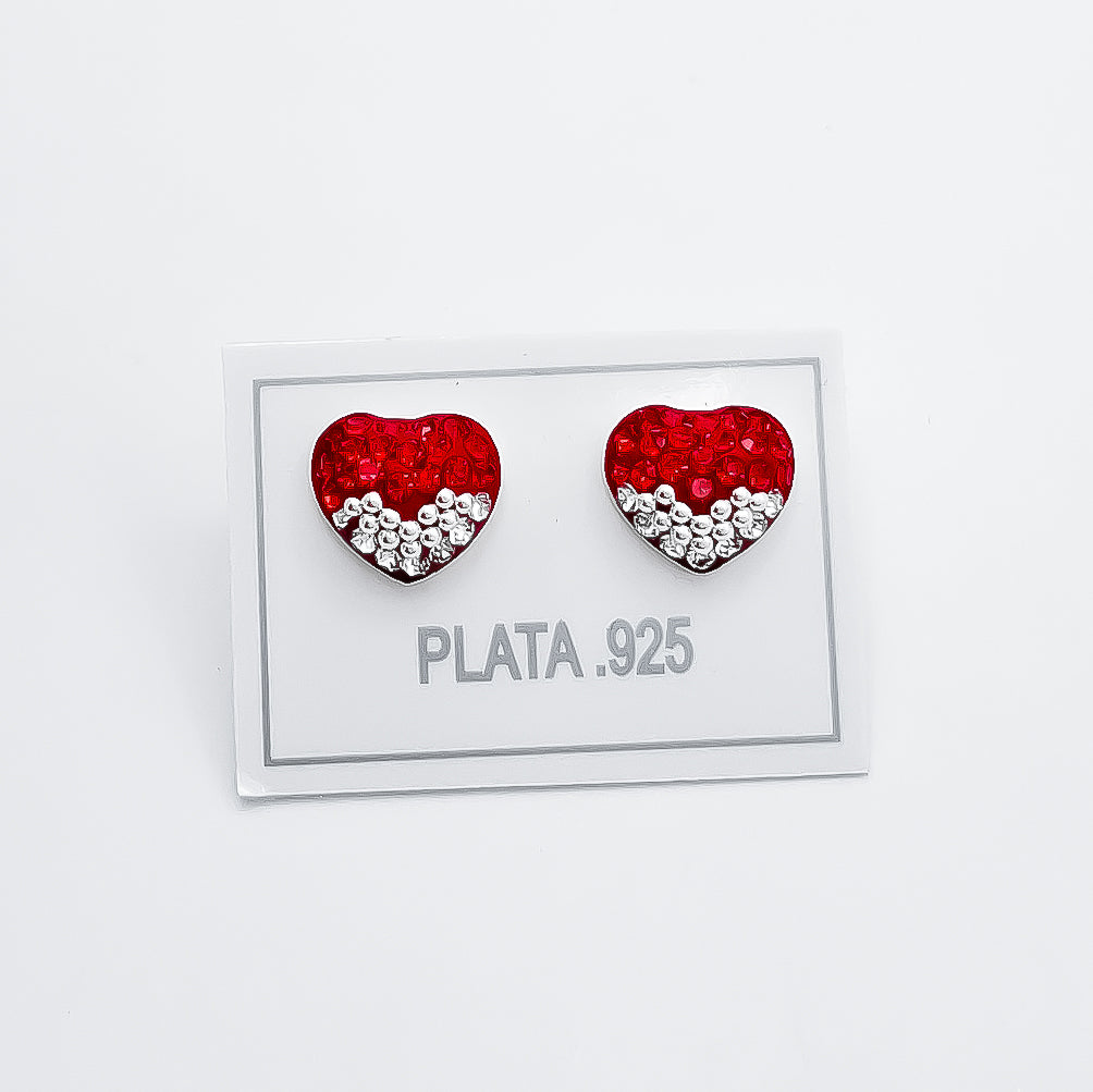 Arete Corazon Rojo Blanco