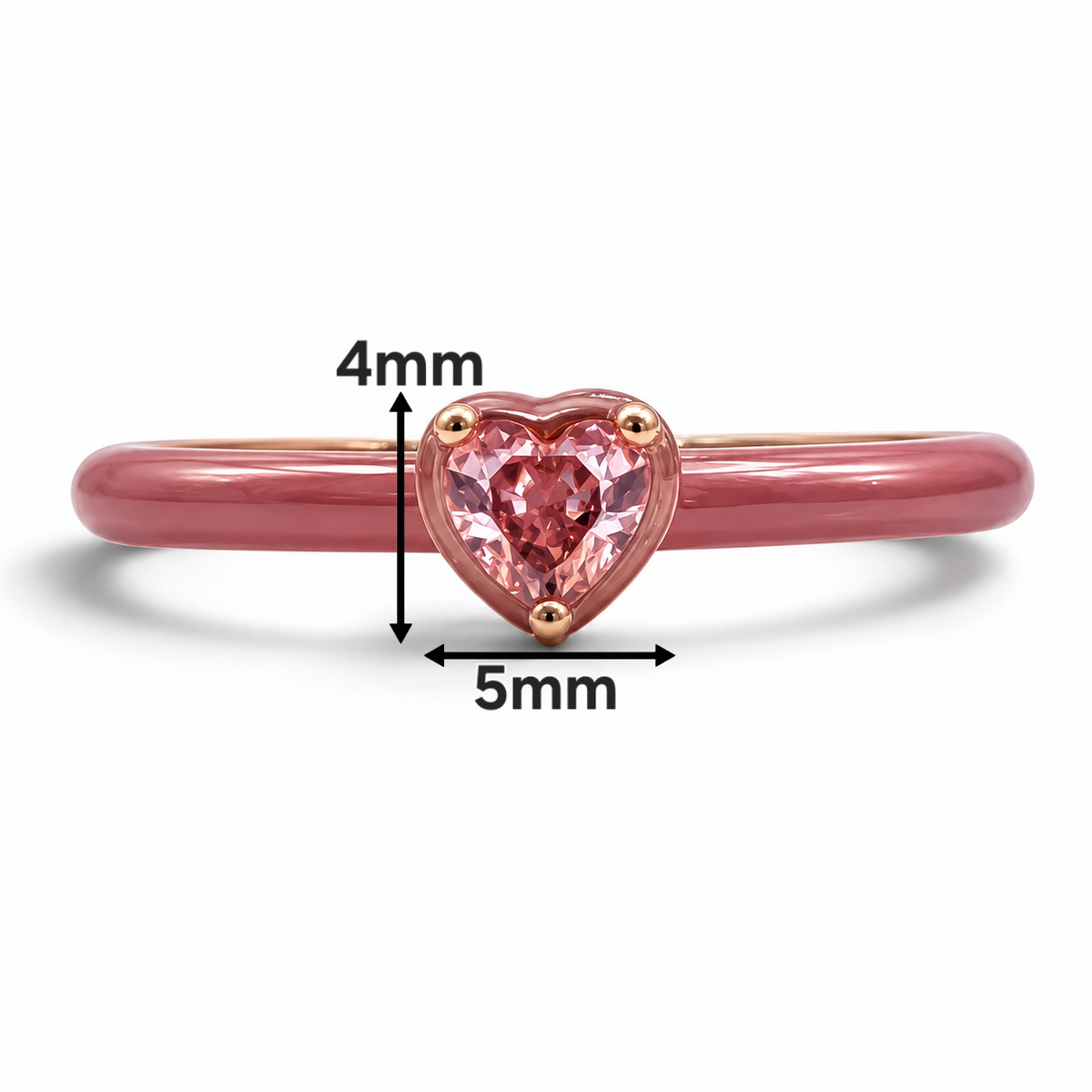 Anillo Esmalte Corazon Rosa Pan Plata Ley 925