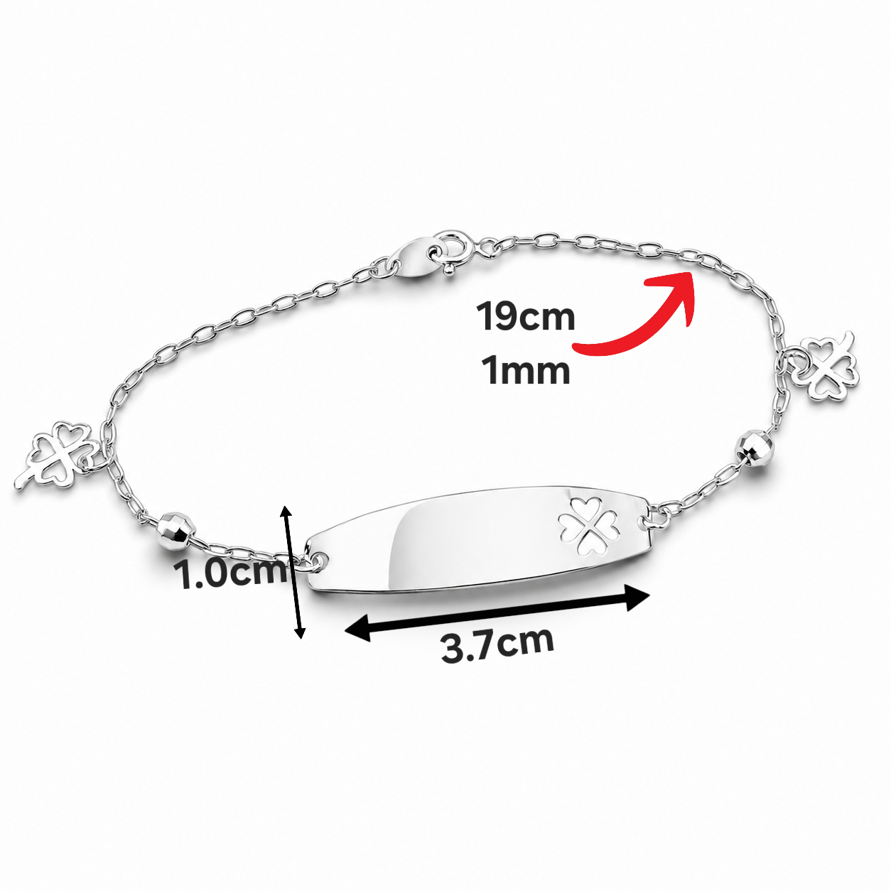 Esclava Trebol 1mm Plata Ley 925