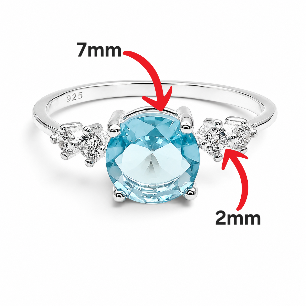 Anillo Zirconia Aqua Plata Ley 925