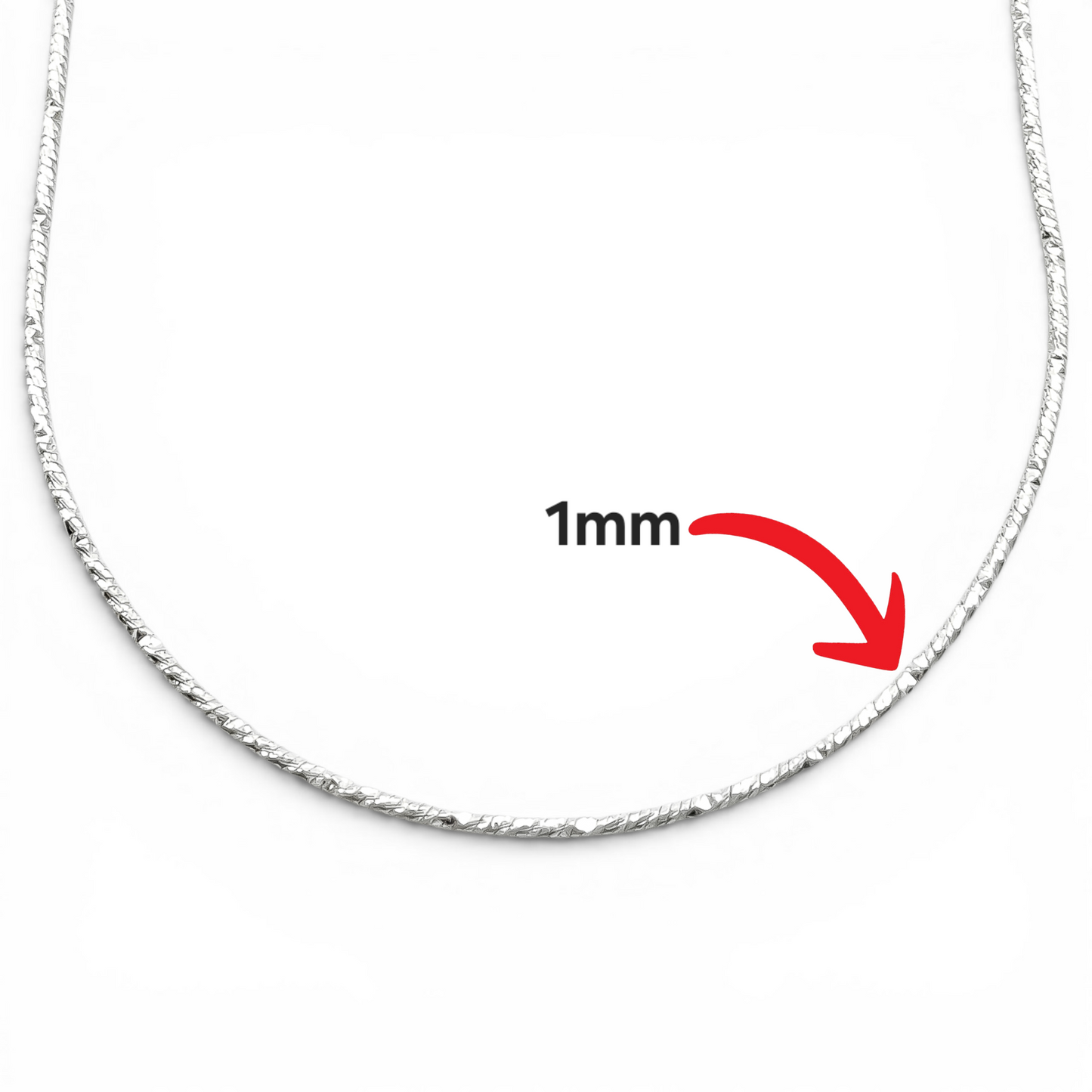 Cadena Diamantada 1mm Plata Ley 925