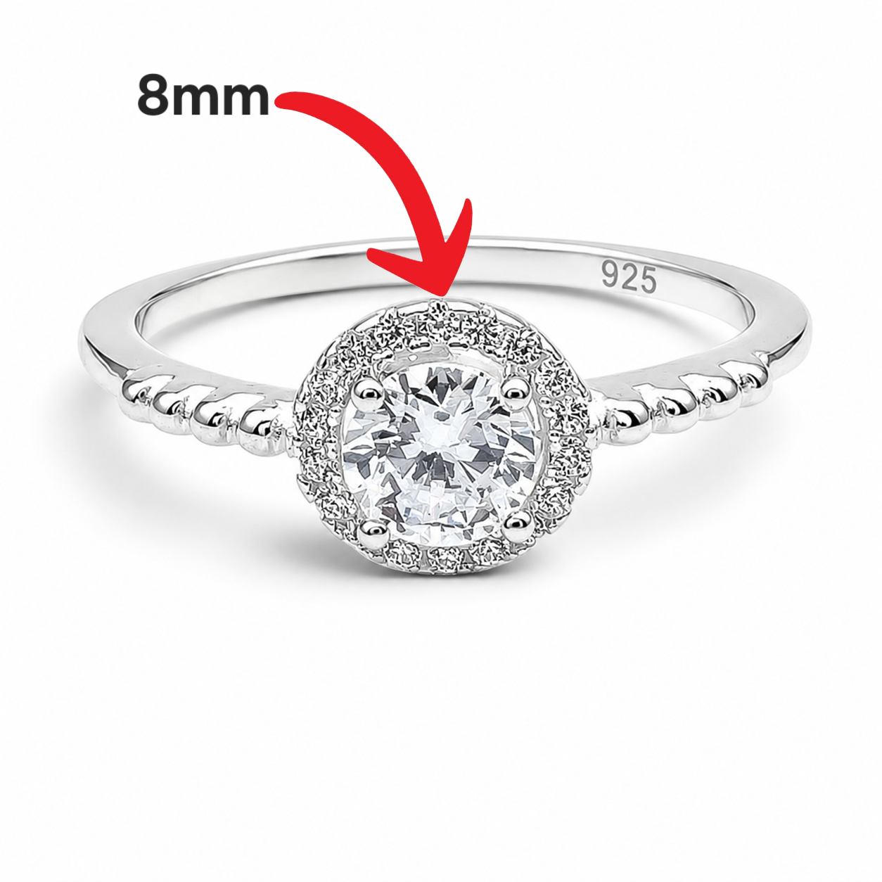 Anillo Zirconia Redonda Plata Ley 925