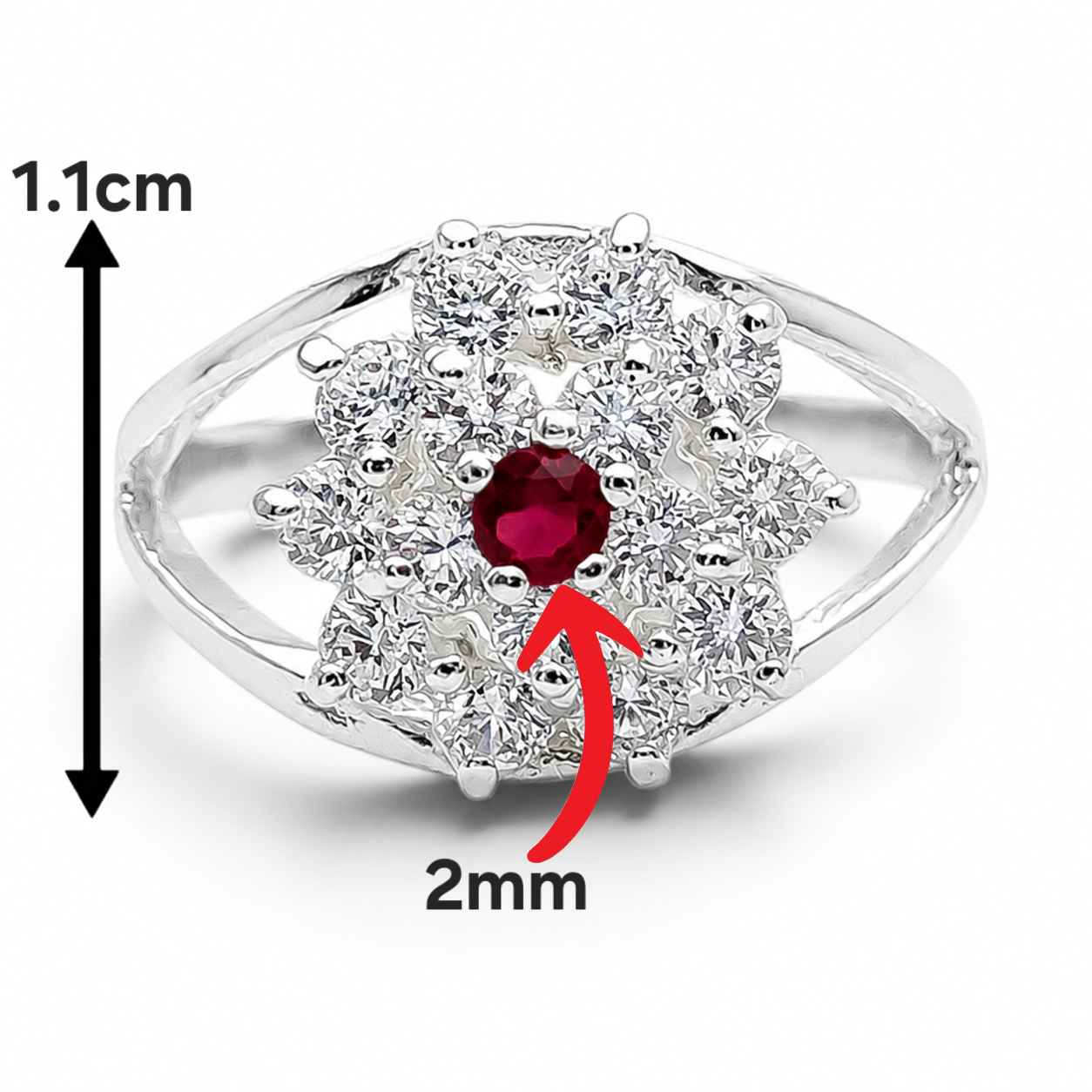 Anillo Flor Zirconia Plata Ley 925
