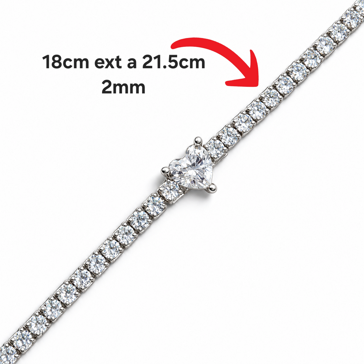 Pulsera Corazon Blanco Plata Ley 925