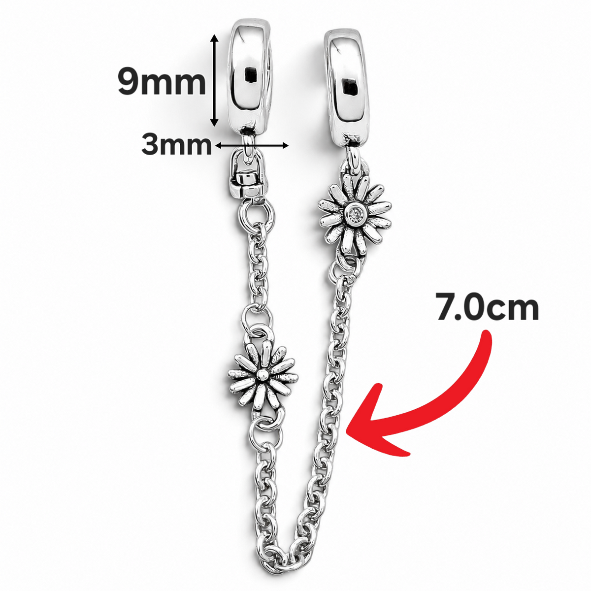 Charm Cadenita Flor Plata Ley 925