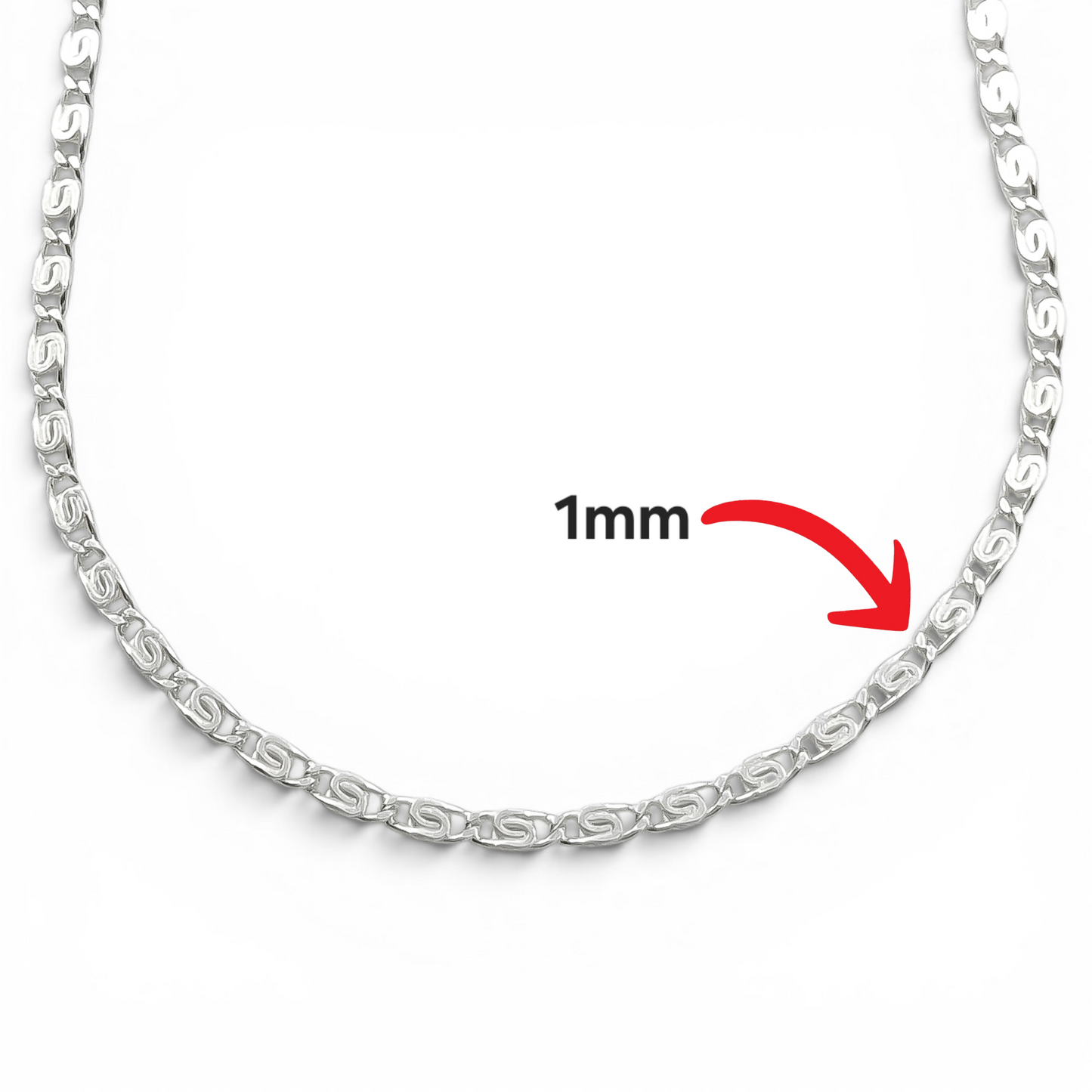 Cadena Egipcio 1mm Plata Ley 925
