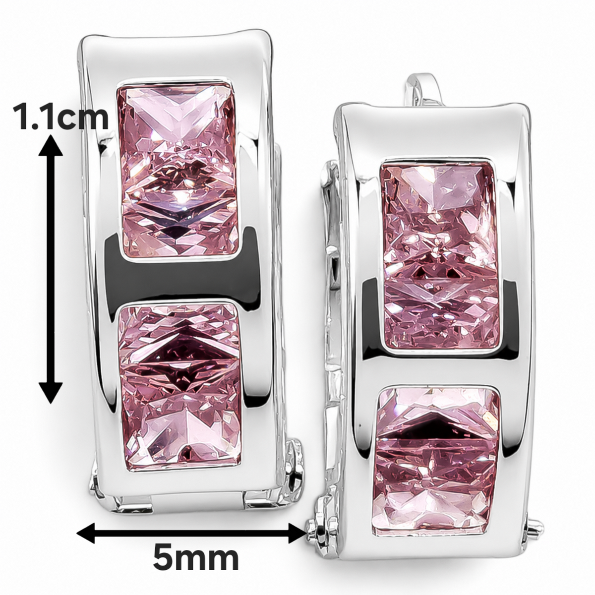 Hugguies Zirconia Rosa Plata Ley 925