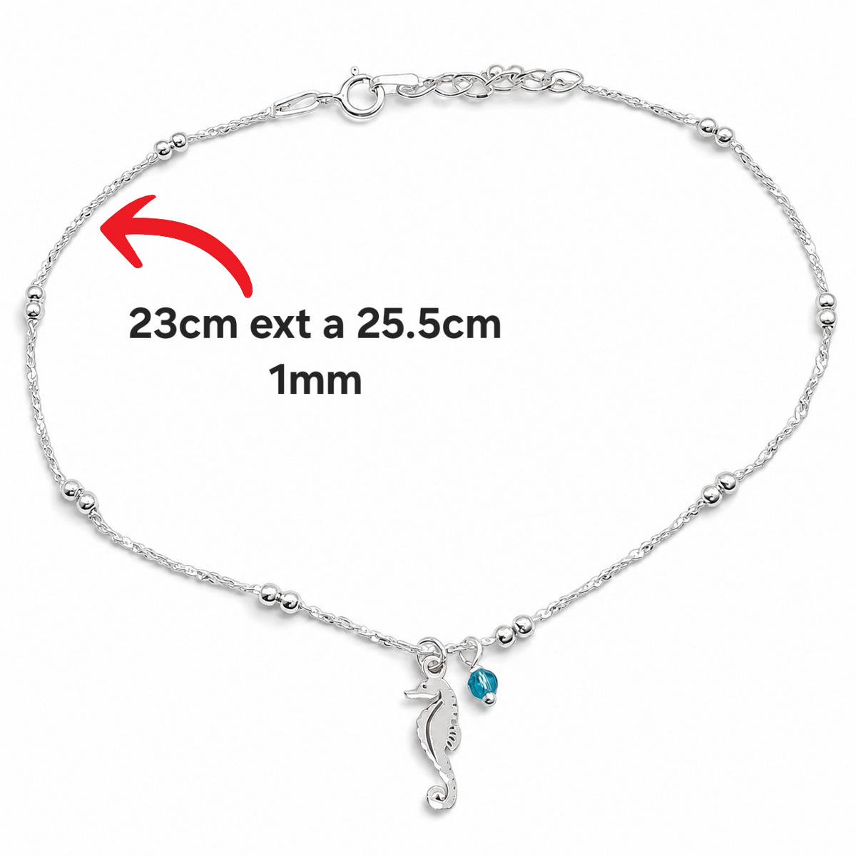 Tobillera Caballito de Mar Plata Ley 925