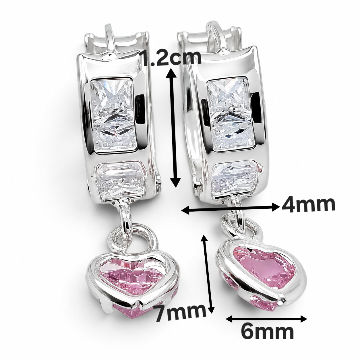 Hugguies Zirconia Corazon Rosa Plata Ley 925