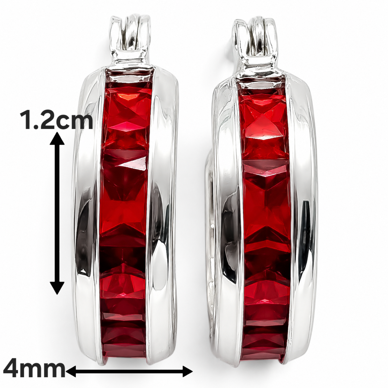 Arracada Zirconia Roja Plata Ley 925