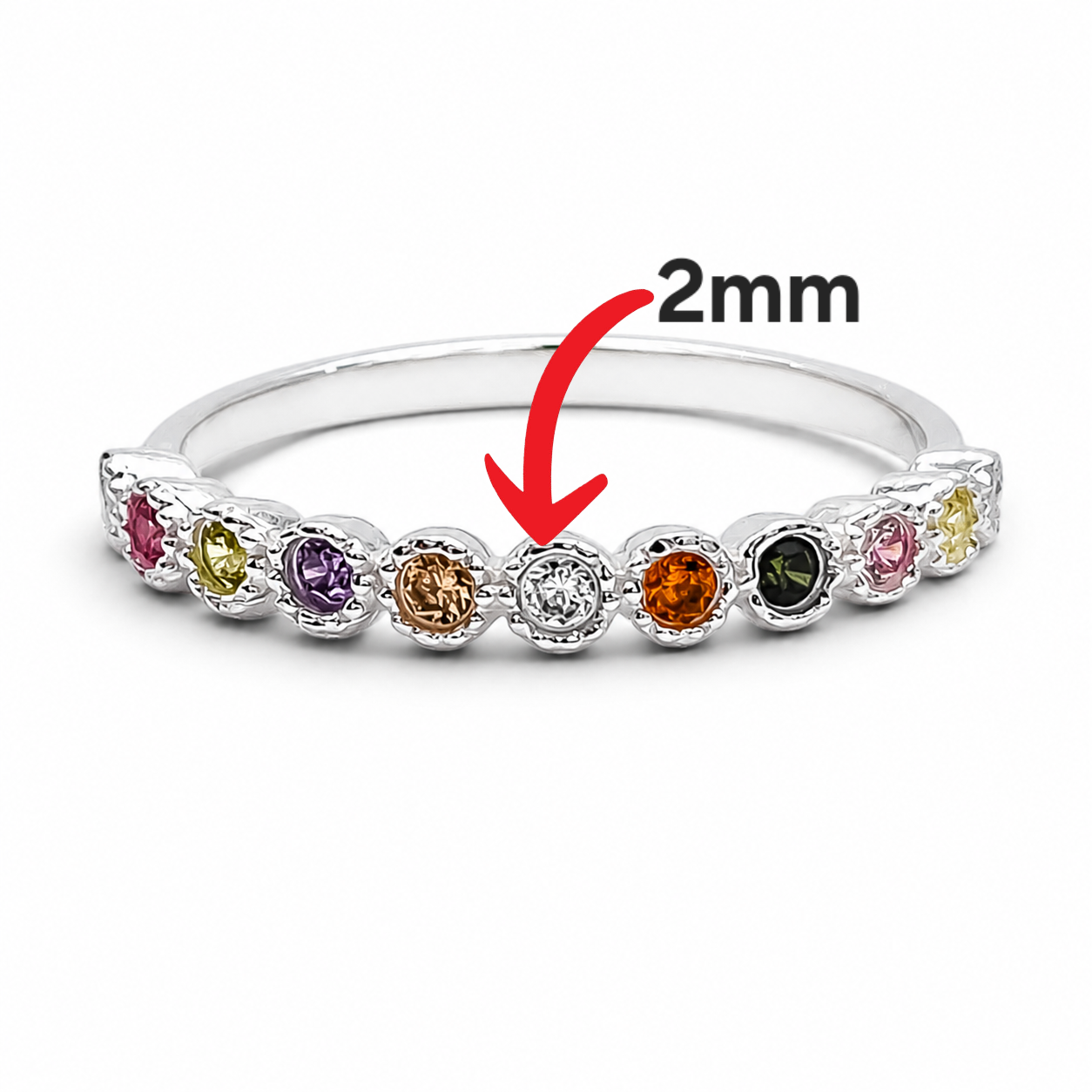 Anillo Zirconia Colores Plata Ley 925