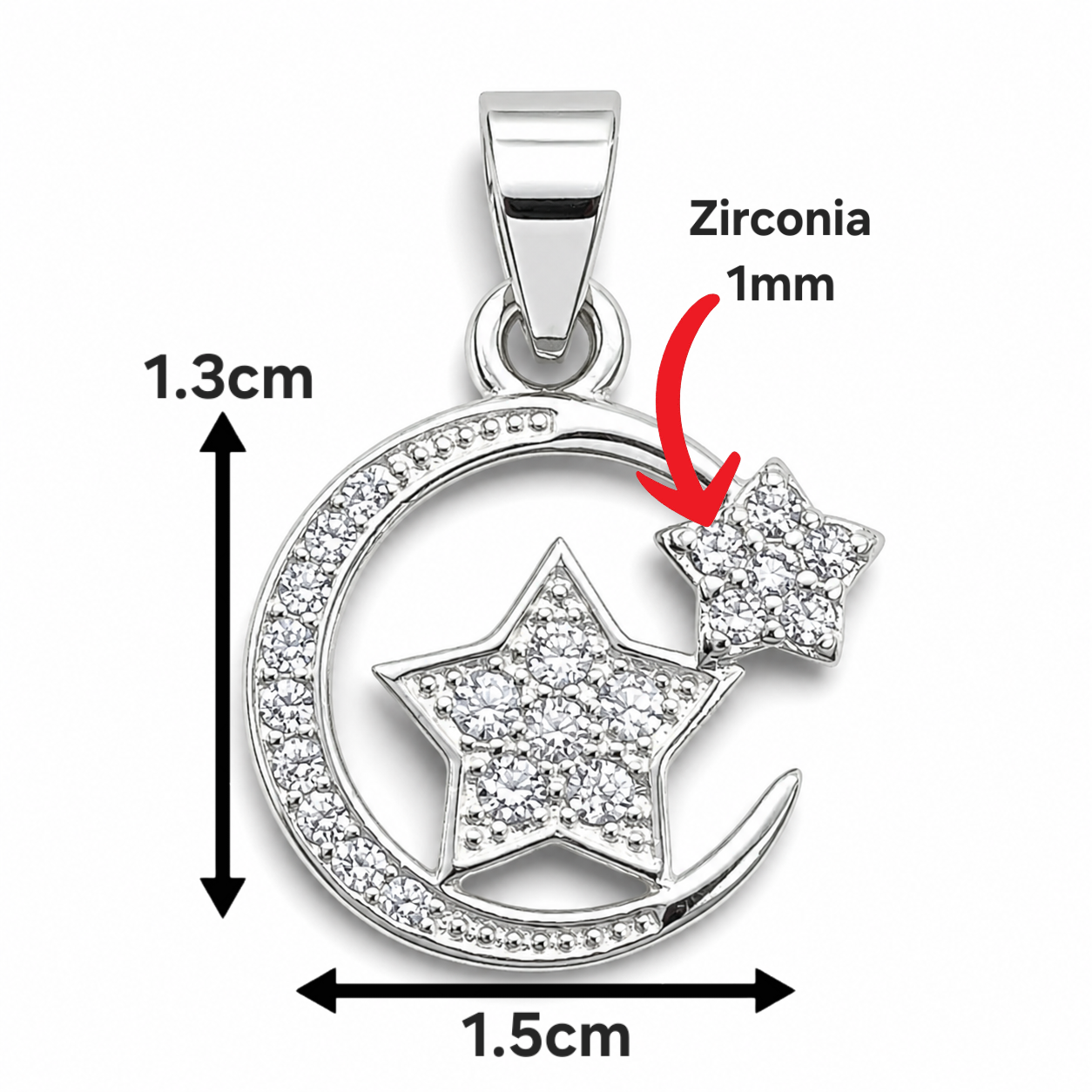 Dije Luna Estrella Zirconia Plata Ley 925