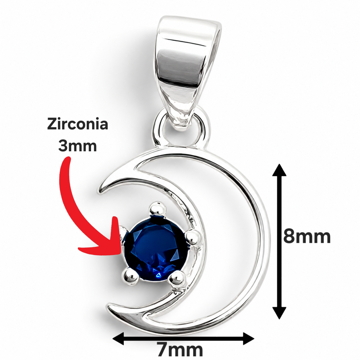 Dije Luna Estrellita Azul Plata Ley 925