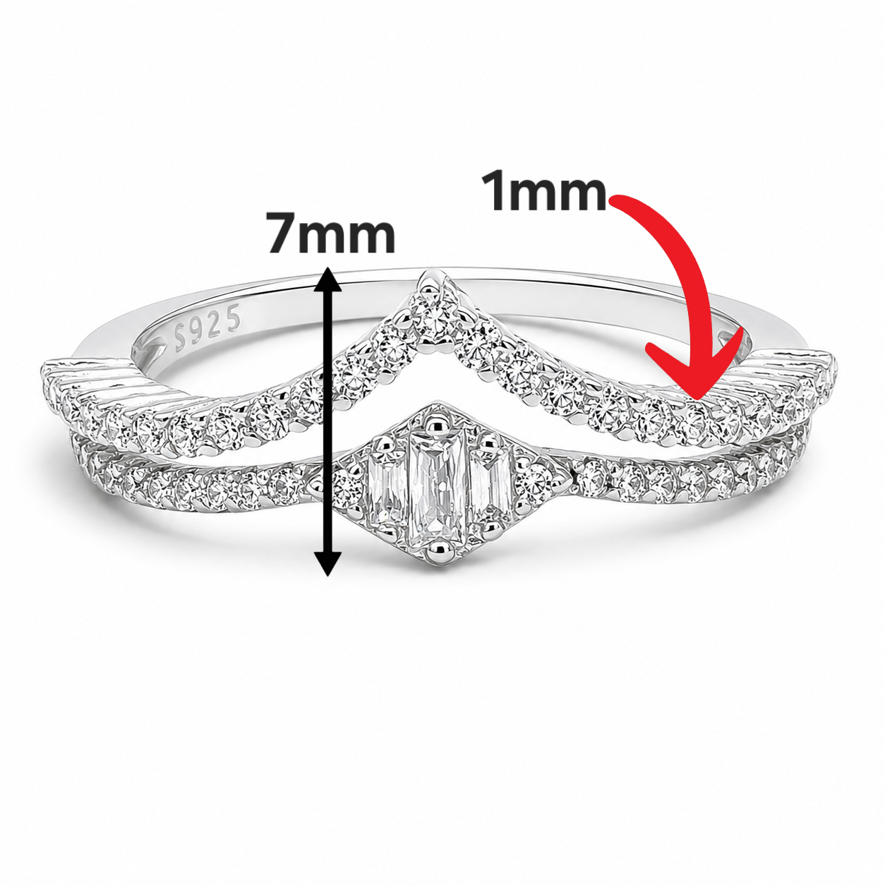 Anillo Zirconia Pico Plata Ley 925