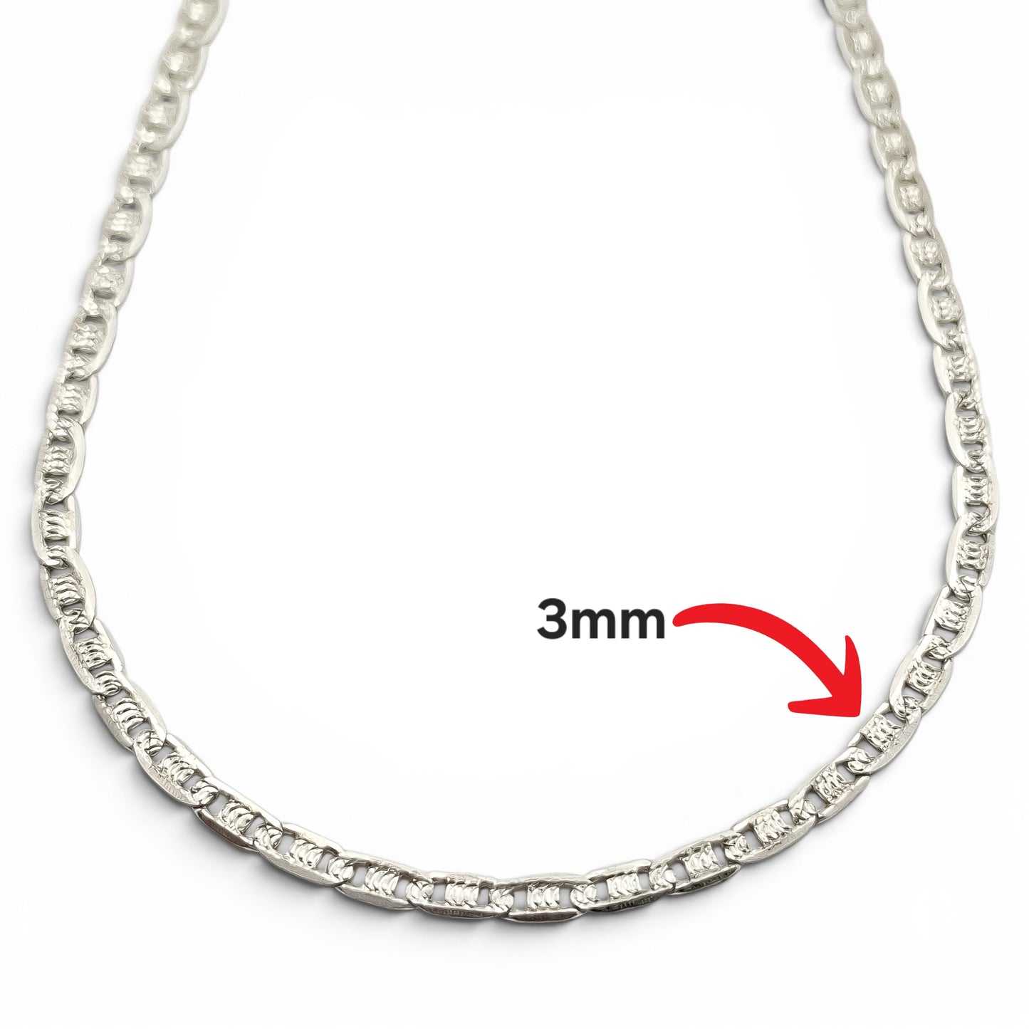 Cadena Planchada 3mm Plata Ley 925