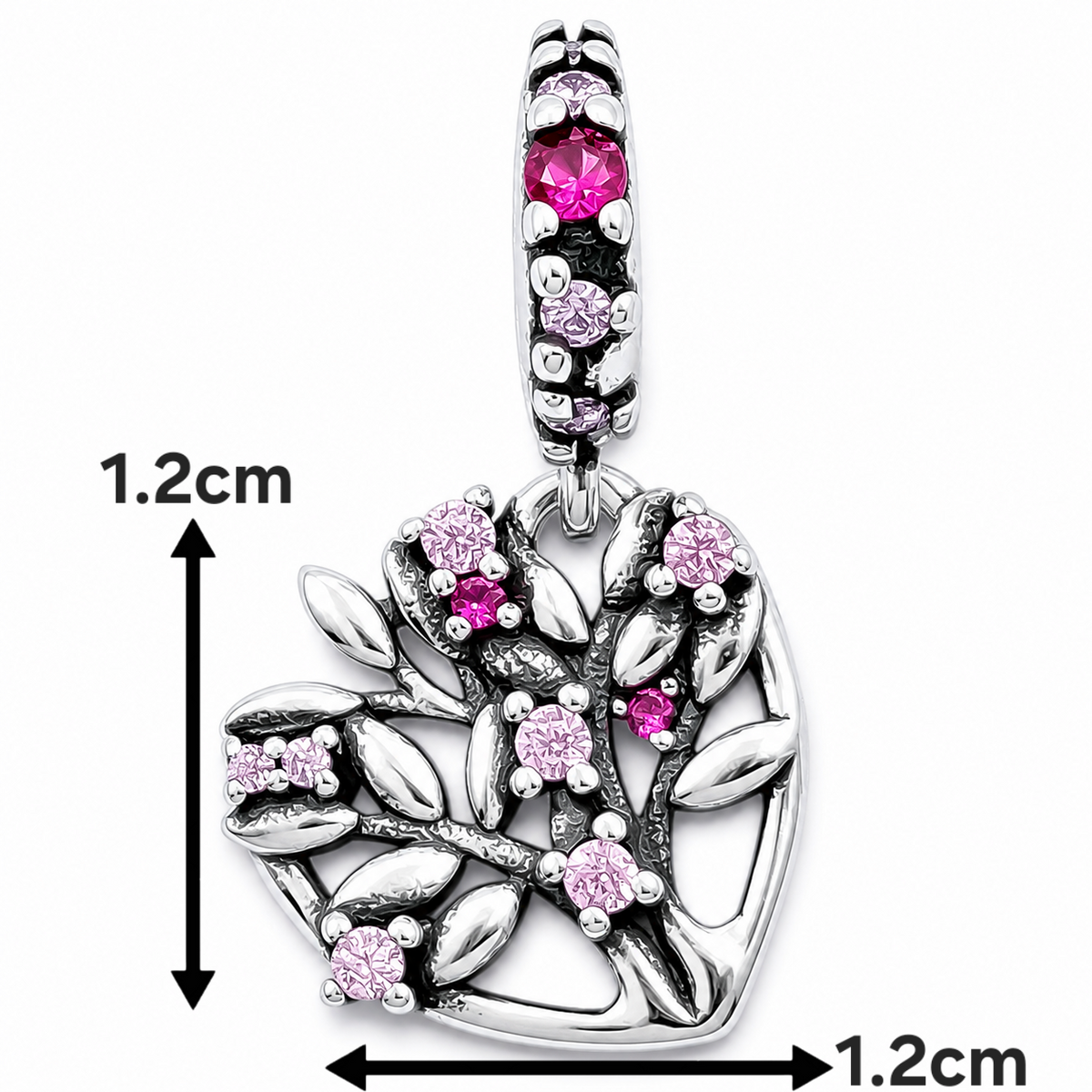 Charm Corazon Arbol Zirconia Plata Ley 925