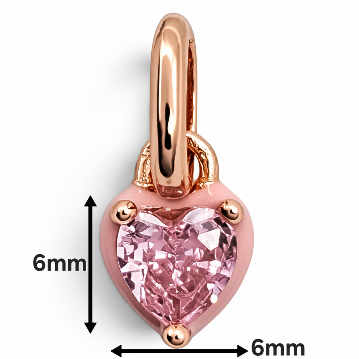 Charm Corazon Rosa Mini Plata Ley 925
