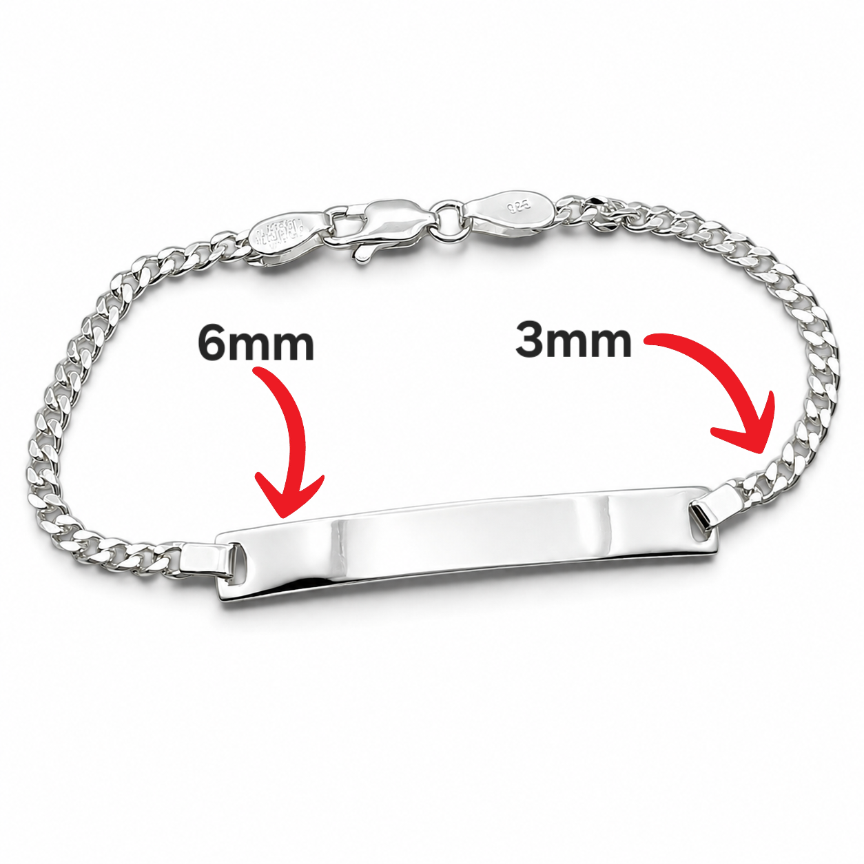 Esclava Cubana Lisa 3mm Plata Ley 925