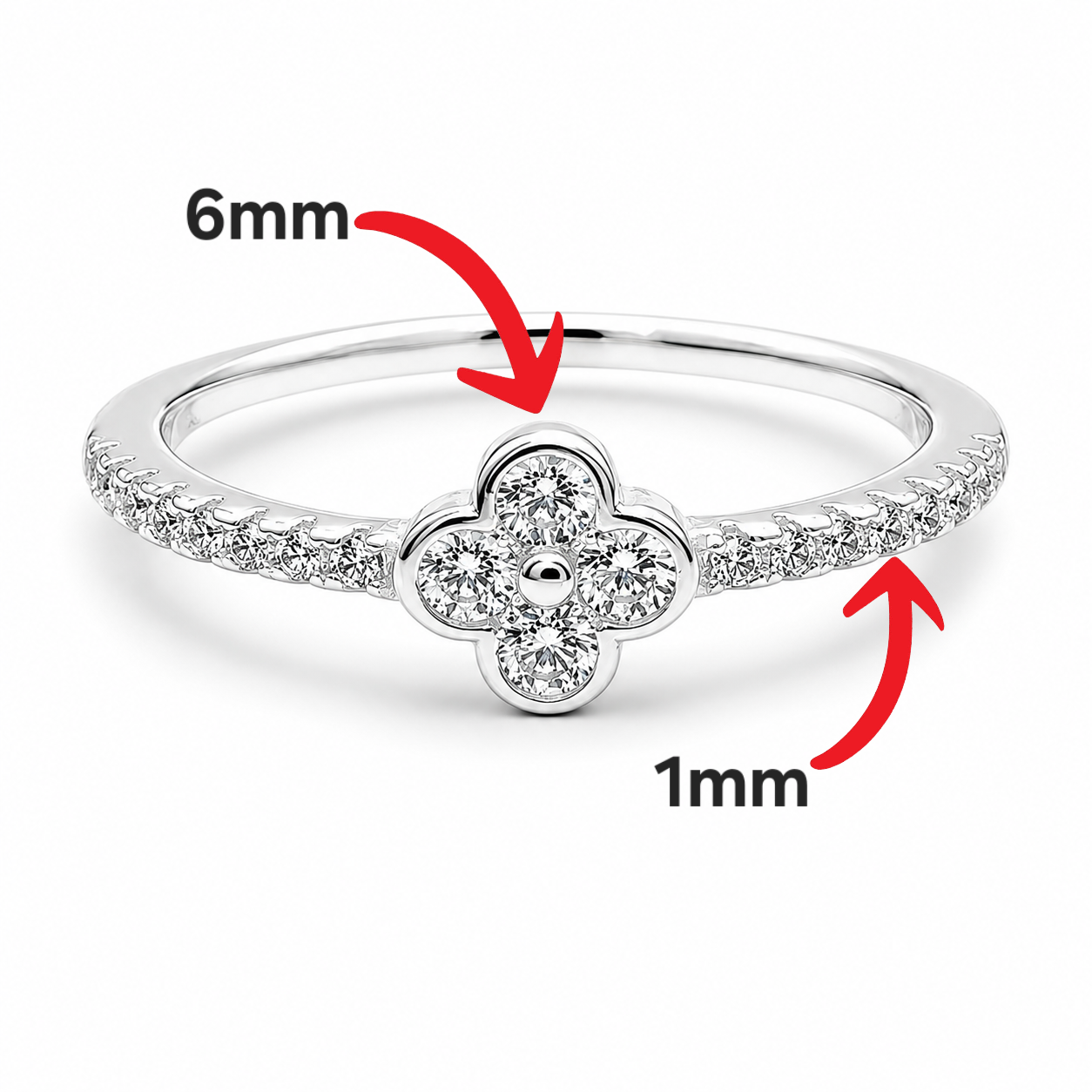 Anillo Flor Zirconia Blanco Plata Ley 925