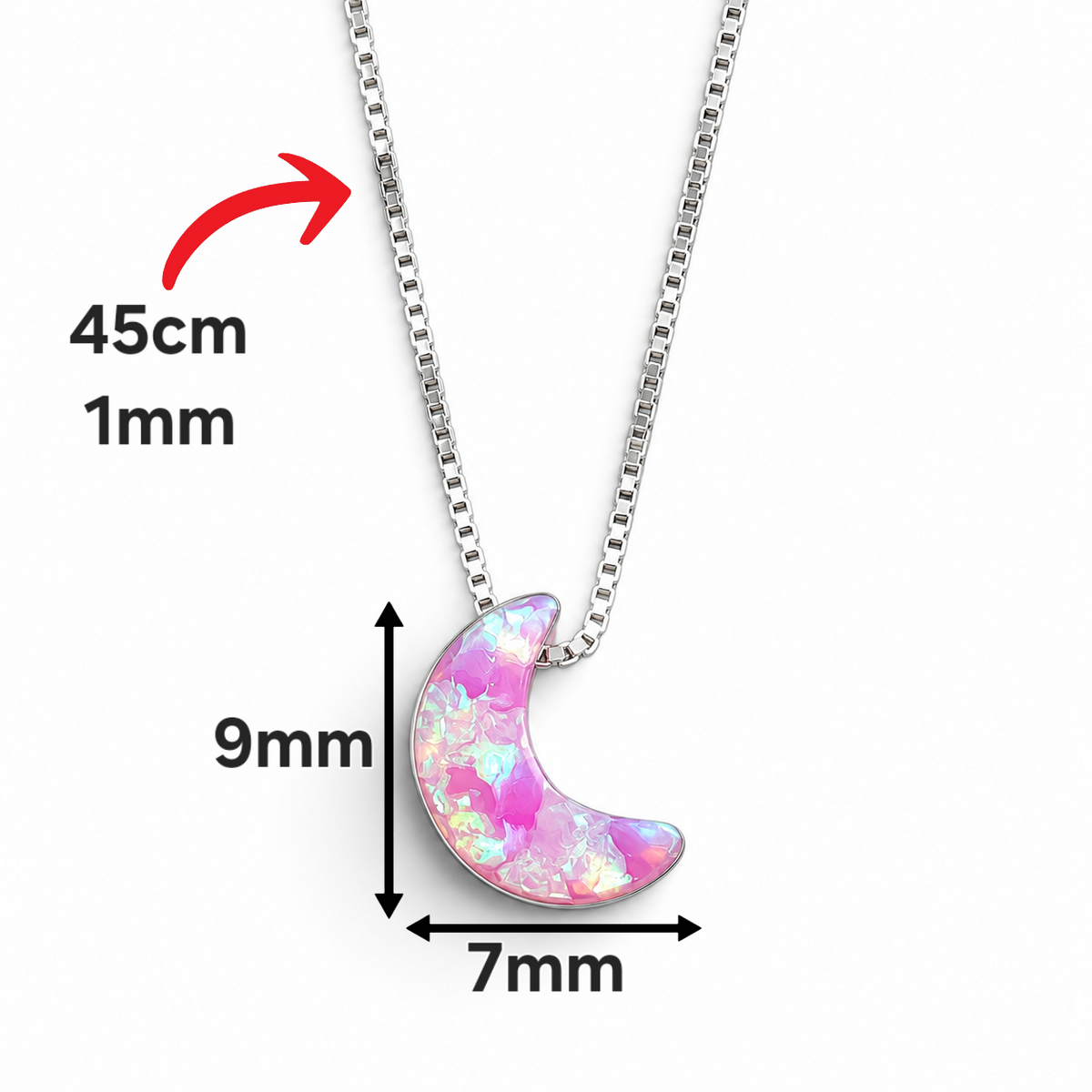 Collar Luna Rosa Chica Plata Ley 925