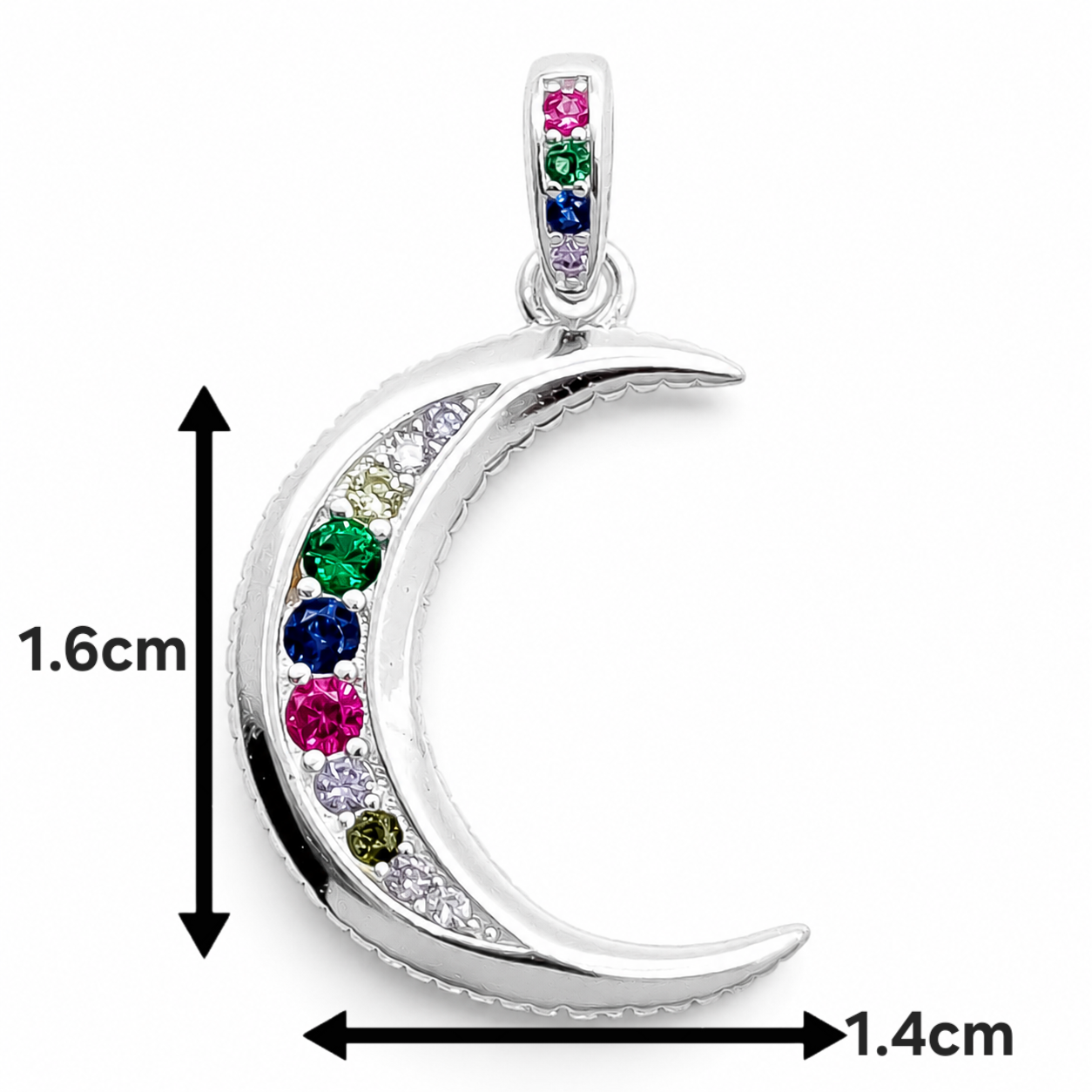 Dije Media Luna Colores Plata Ley 925