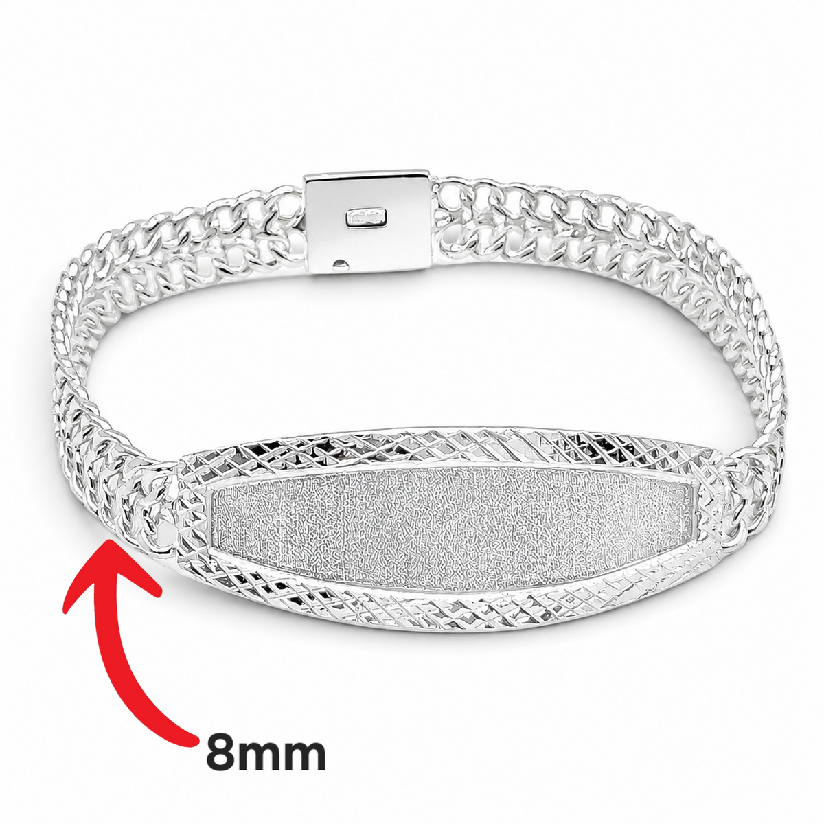 Esclava Doble Cubana 8mm Plata Ley 925