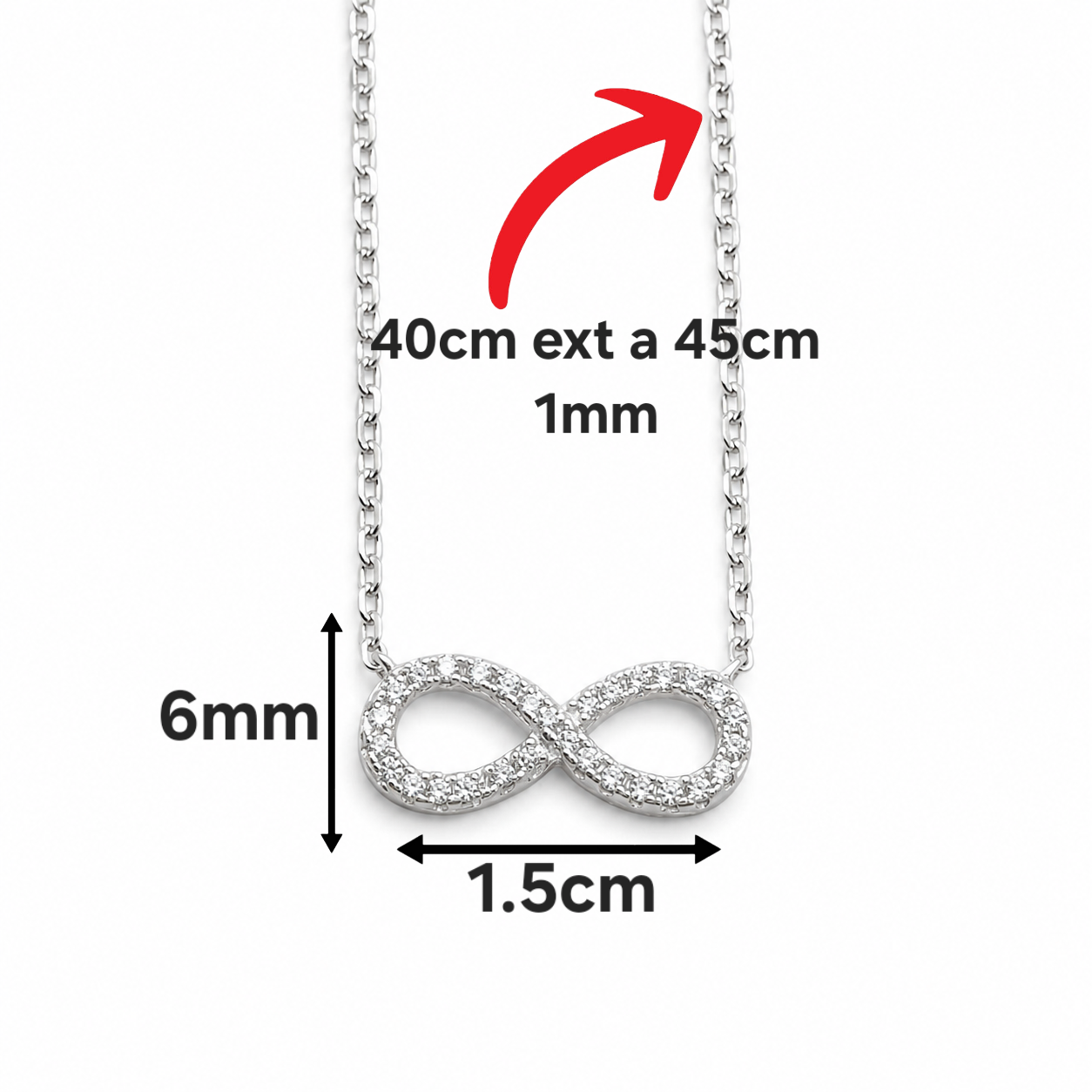 Collar Infinito Plata Ley 925