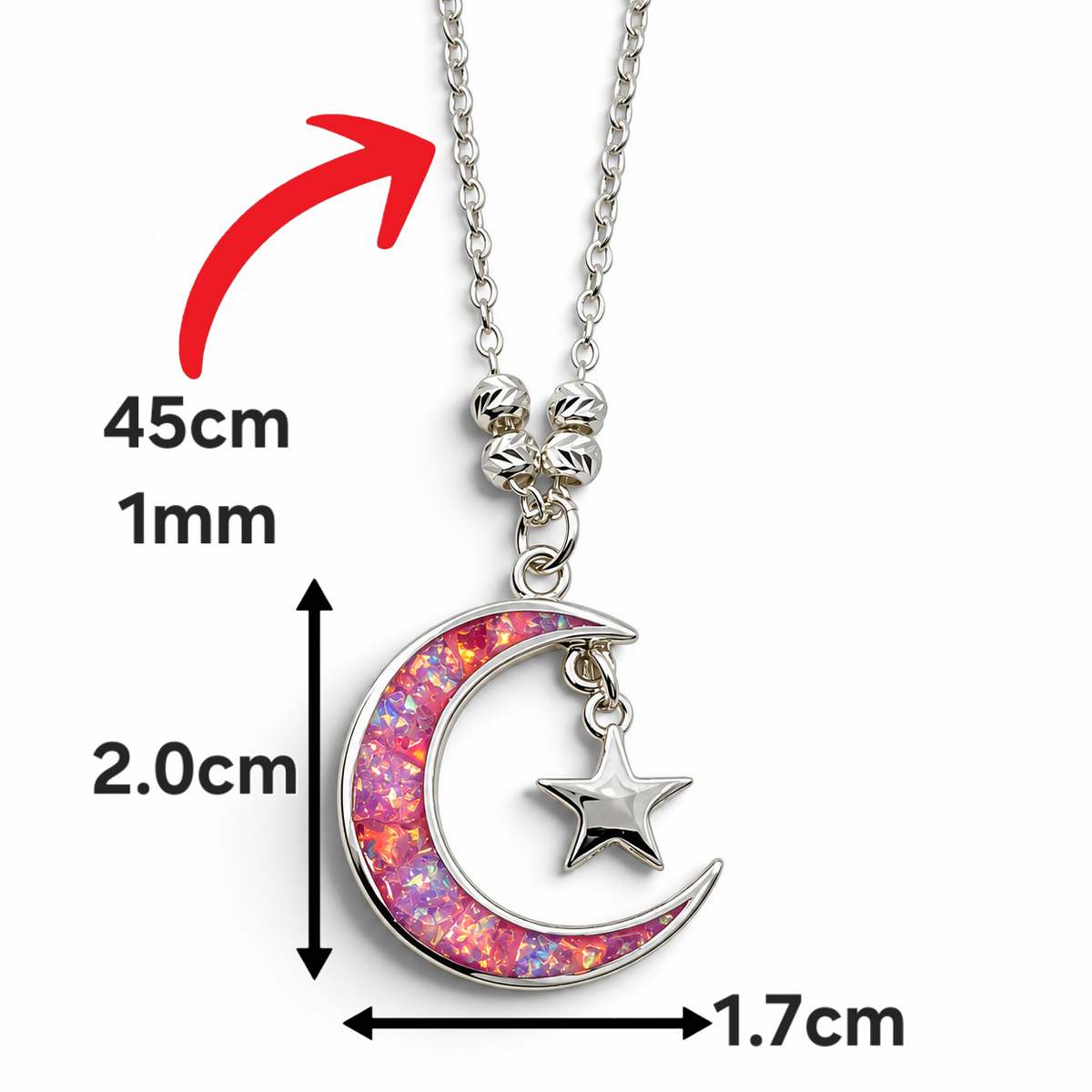 Collar Luna Opalo Rosa Plata Ley 925