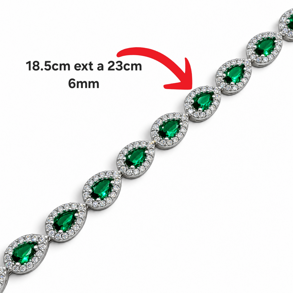 Pulsera Gotas Verde Plata Ley 925