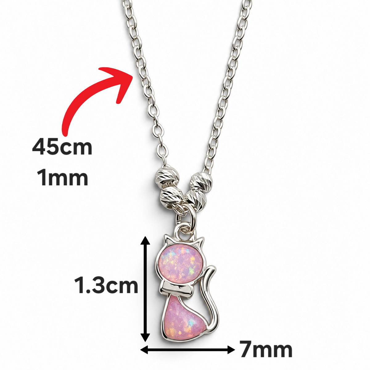 Collar Gato Rosa Opalo Plata Ley 925
