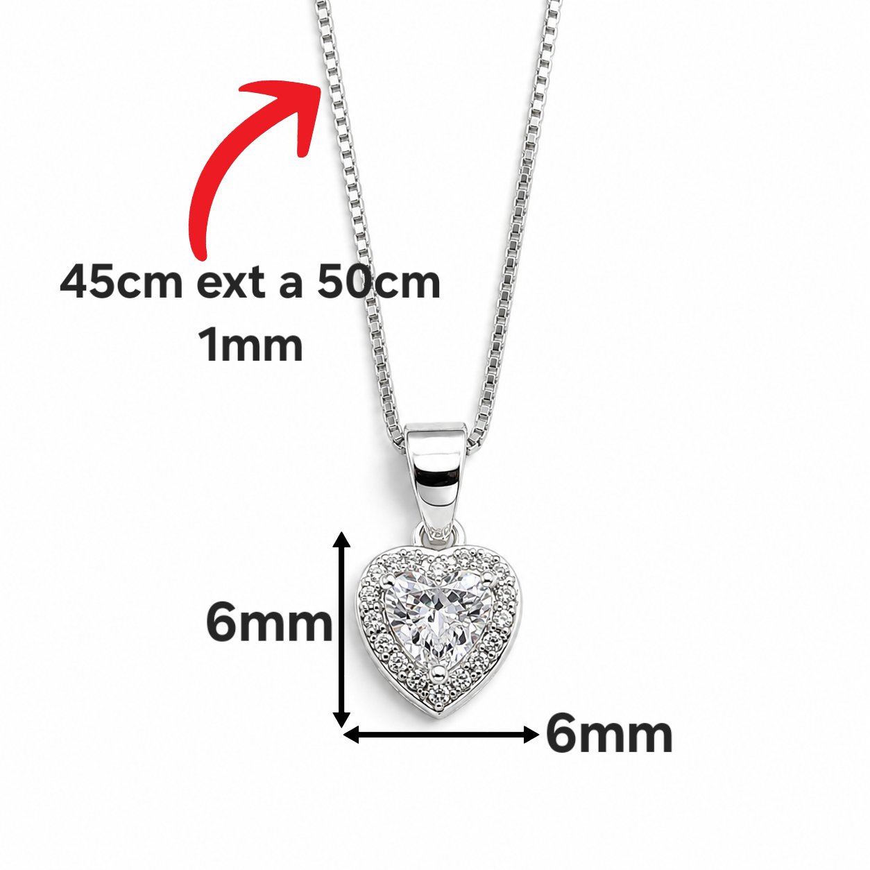 Collar Corazon Zirconia Plata Ley 925