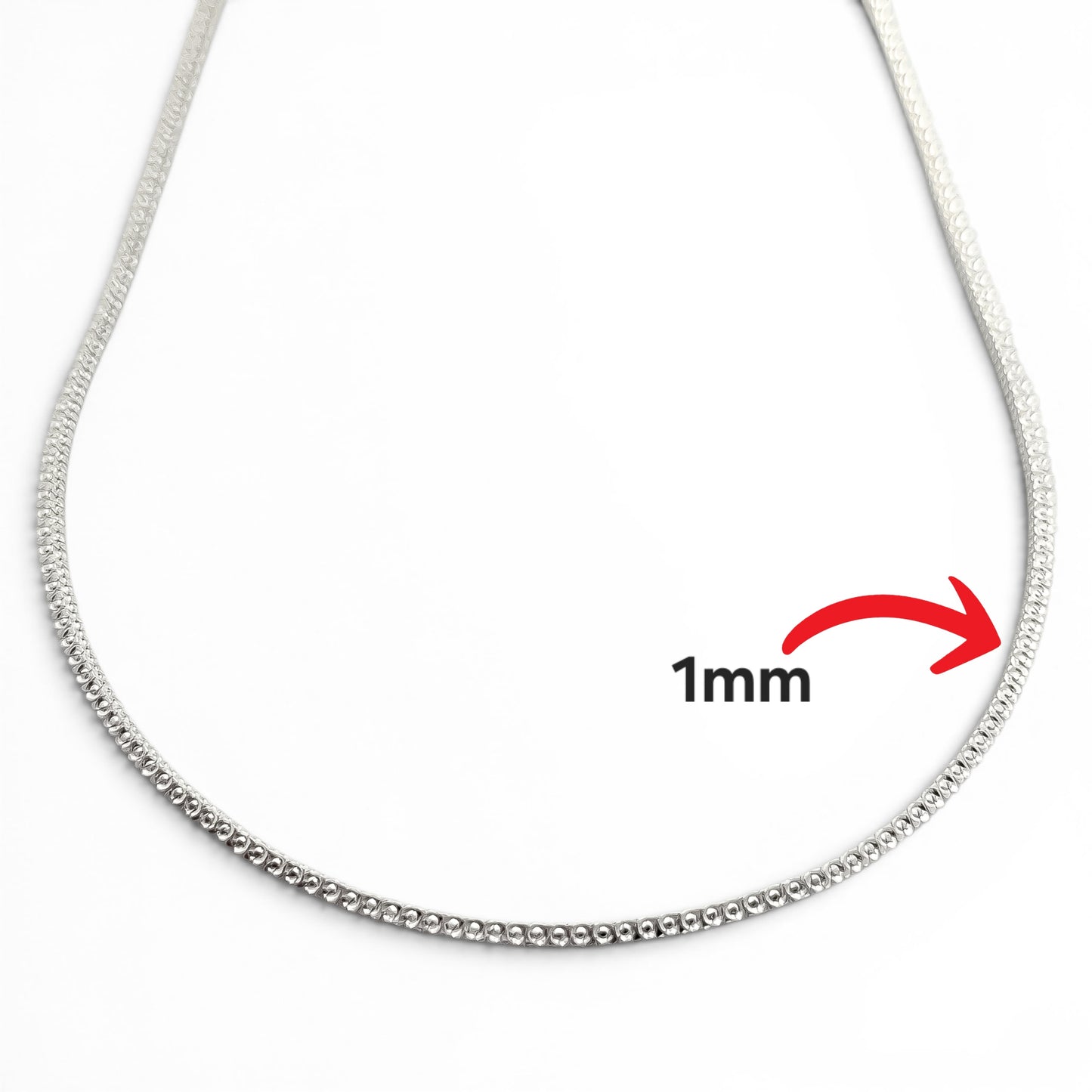Cadena Ligera 1mm Plata Ley 925